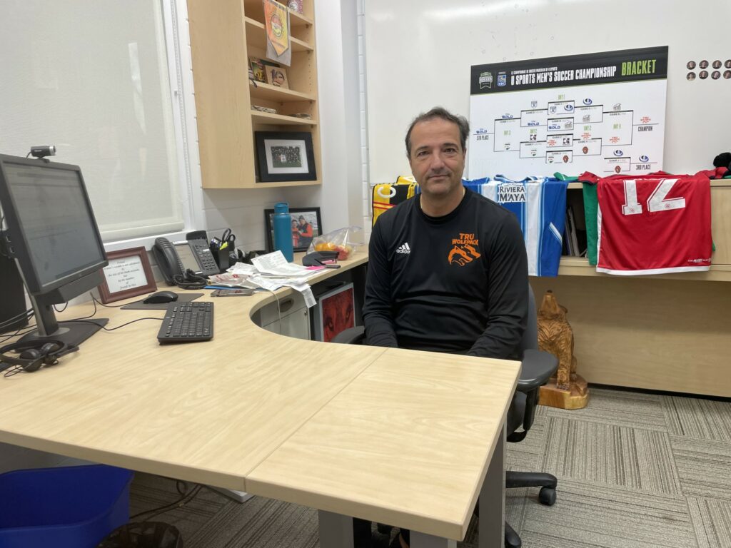 Wolfpack men's head coach, John Antulov in his TRU office | Photo: Eagle Andersen